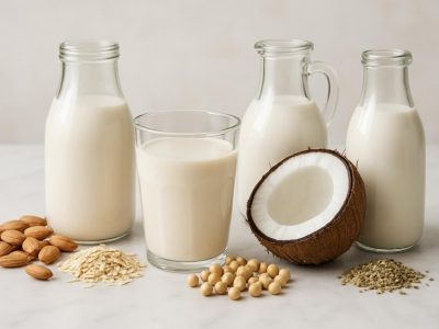 diverse dairy free milk options